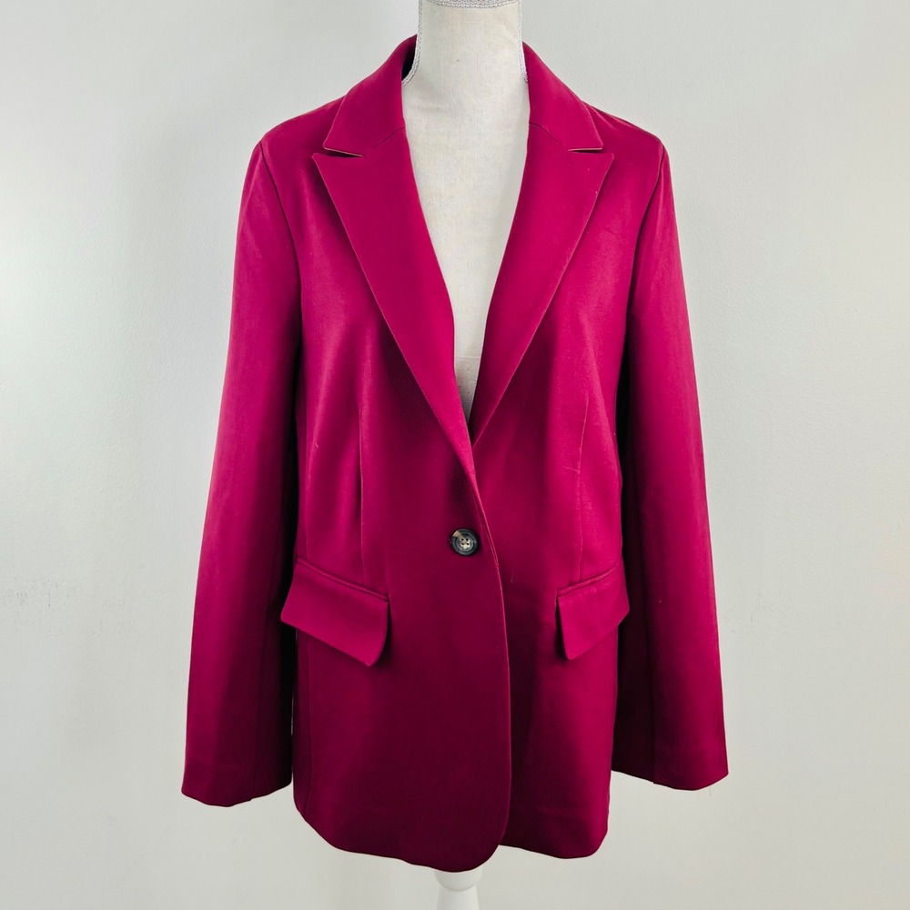 Boden Marylebone Ponte Women Berry Pink Single Button Office Blazer Jacket 10R